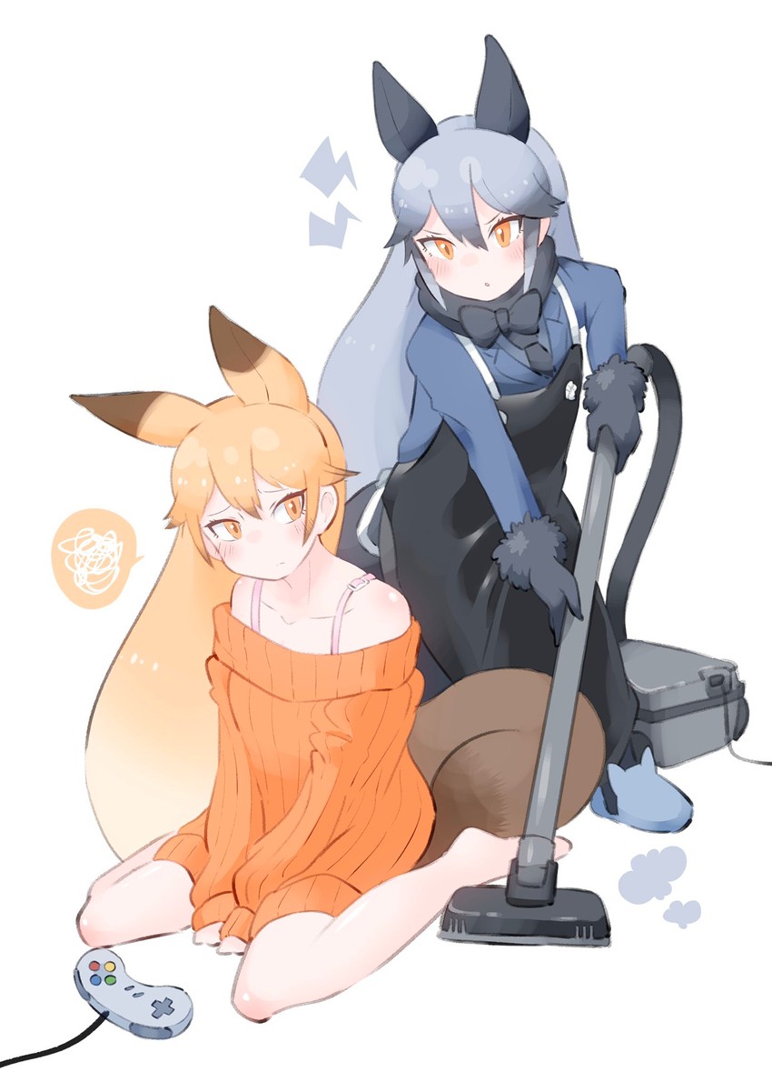 silver fox and ezo red fox (kemono friends) drawn by parsley_(simonov1941)