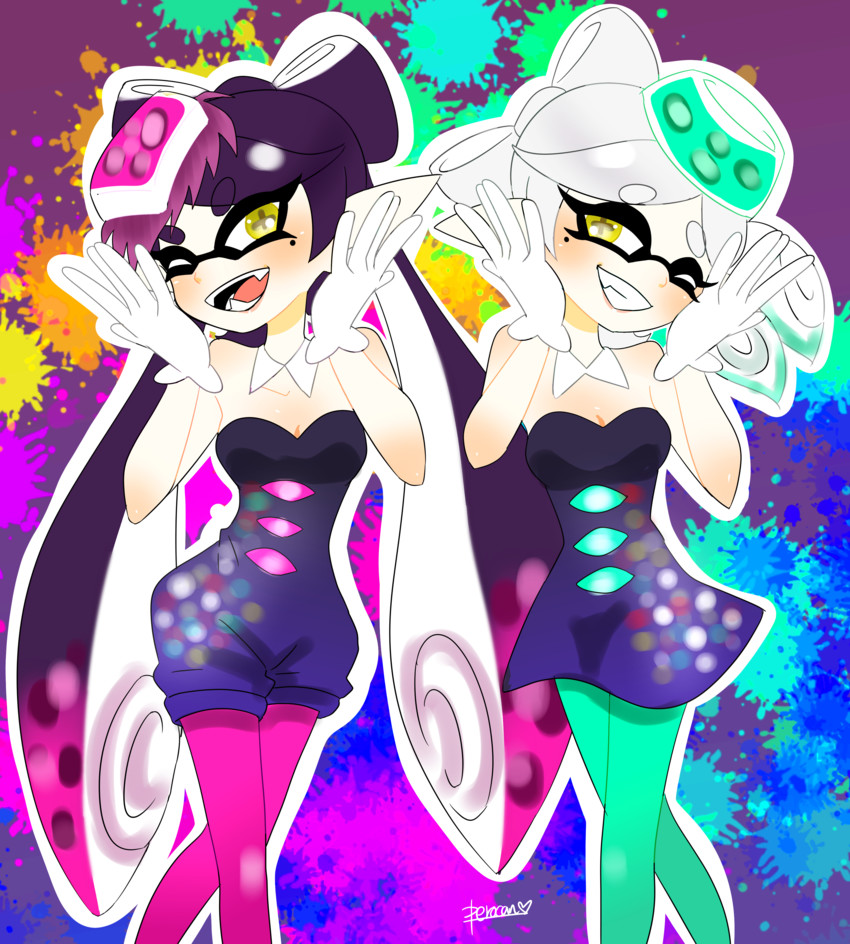 callie and marie (splatoon and 1 more) drawn by perokyan_(kana-sonic)