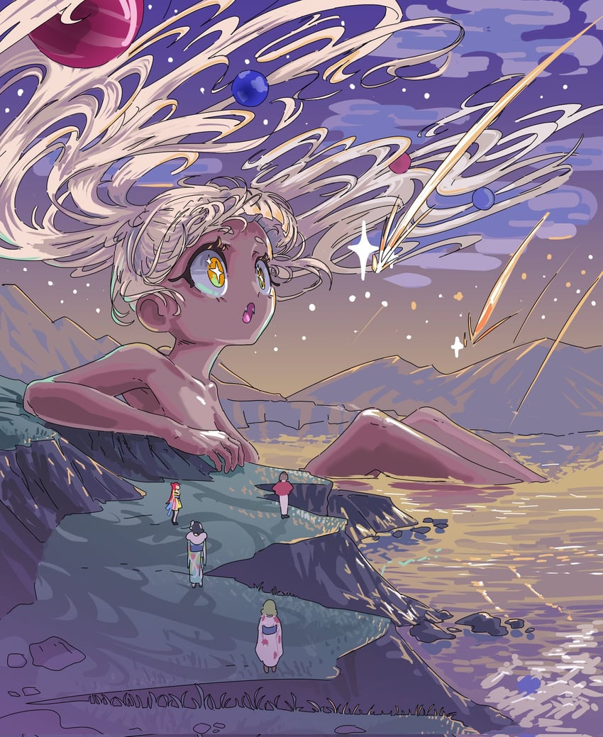ouro kronii, nanashi mumei, hakos baelz, ceres fauna, and tsukumo sana (hololive and 1 more) drawn by gurumie