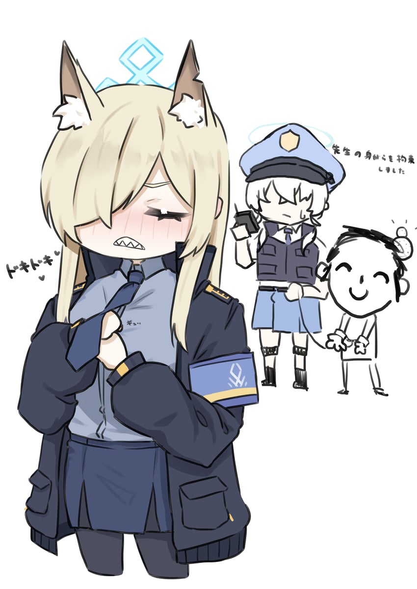sensei, doodle sensei, kanna, and valkyrie police academy student (blue archive) drawn by shirokuma_5g