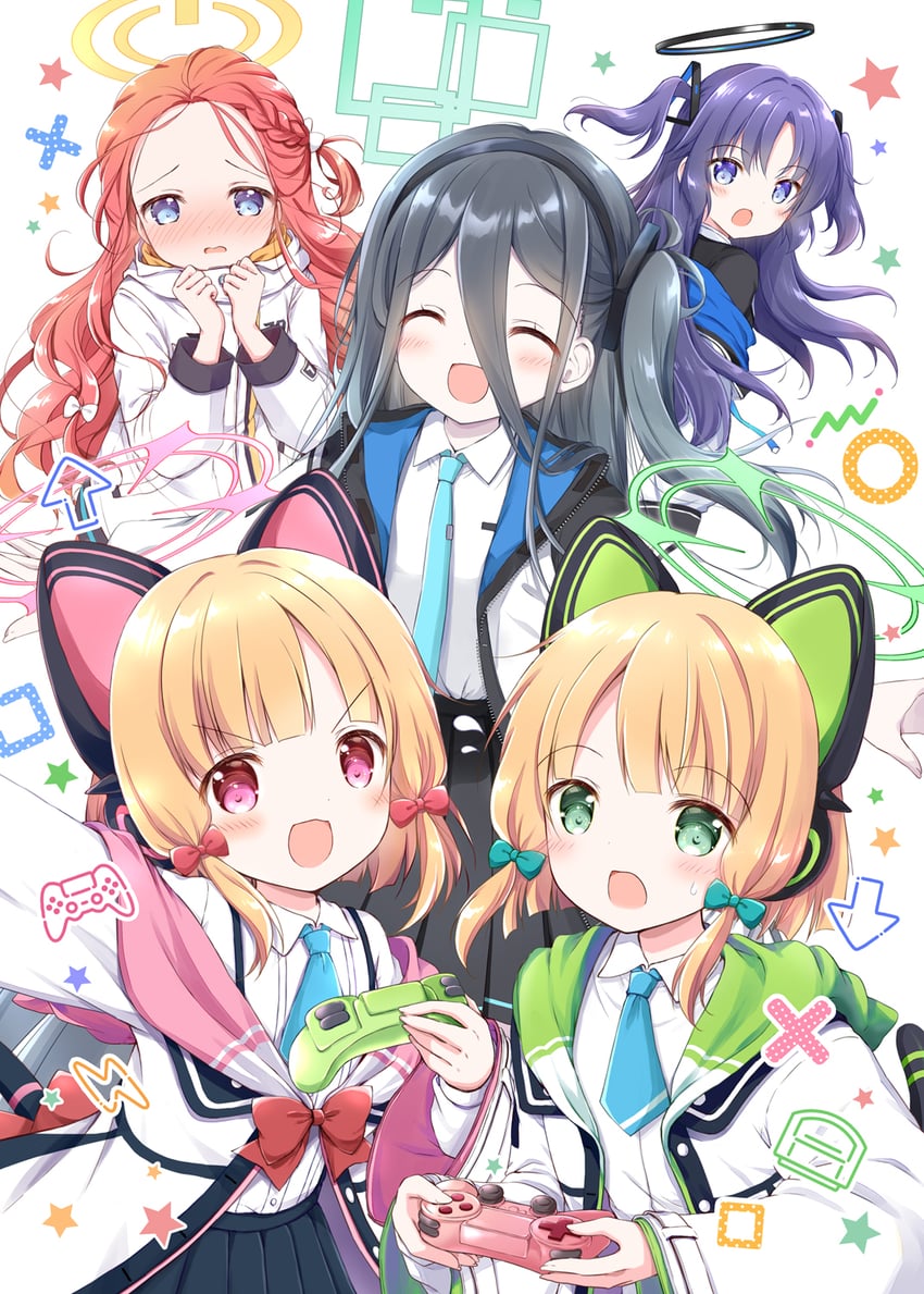 yuuka, aris, momoi, midori, and yuzu (blue archive) drawn by nanase_miori