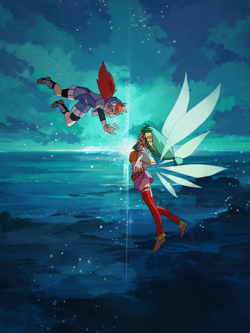 feena and justin (grandia and 1 more) drawn by kumotof