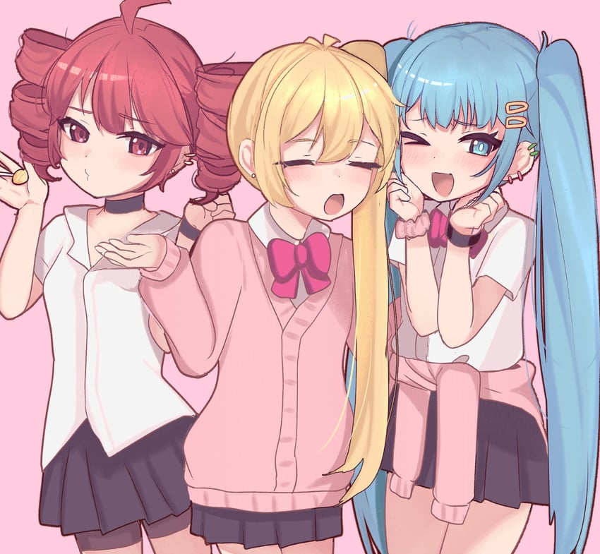 hatsune miku, kasane teto, and akita neru (vocaloid and 3 more) drawn by meemz_a