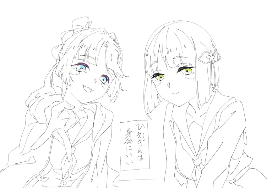 momose ginko and anyoji hime (love live! and 1 more) drawn by assassin_(pencilblood76)