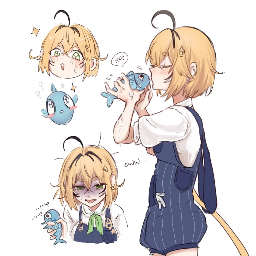 dooby and sameko saba (indie virtual youtuber) drawn by happy_(yppah1060)