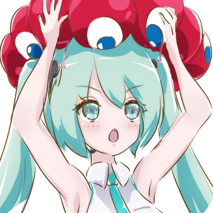 hatsune miku and myaku-myaku (vocaloid and 1 more) drawn by shio_kaze_(user_emuf8325)