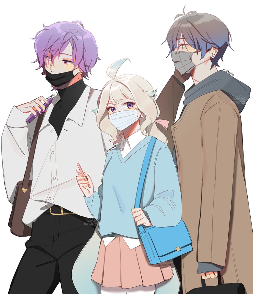 enna alouette, ike eveland, and uki violeta (nijisanji and 1 more) drawn by nrnmarie