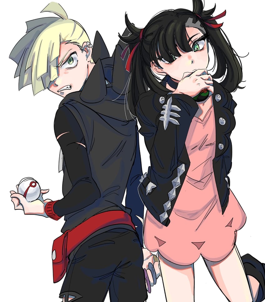 marnie and gladion (pokemon and 2 more) drawn by gebo_(13791379y)