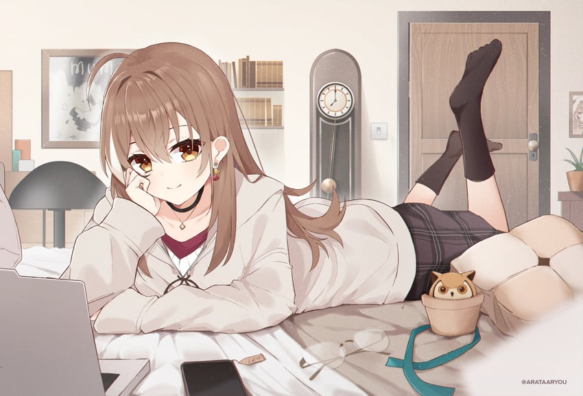 nanashi mumei and hootsie (hololive and 2 more) drawn by arata_ryou