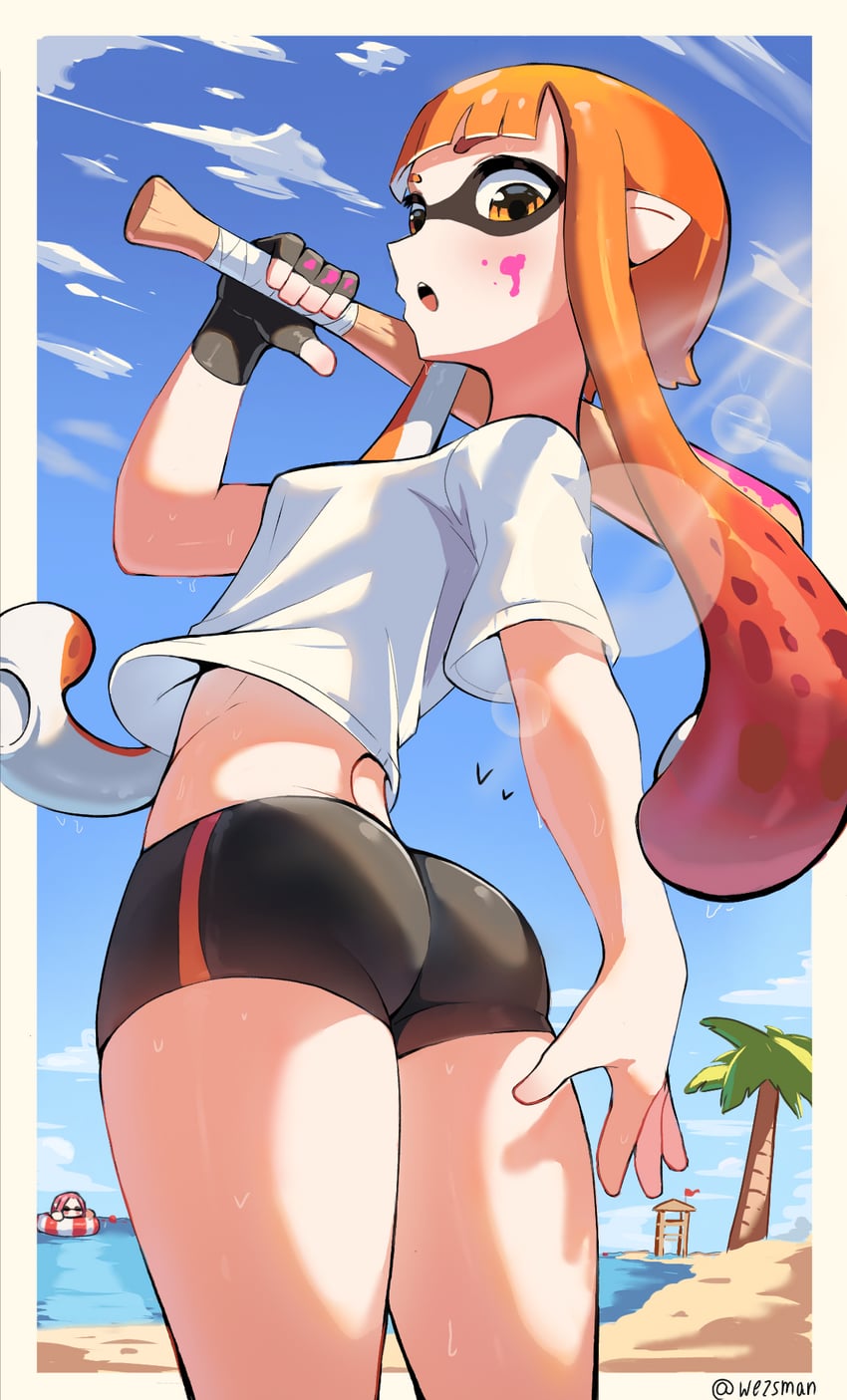 inkling player character and inkling girl (splatoon and 1 more) drawn by wersman