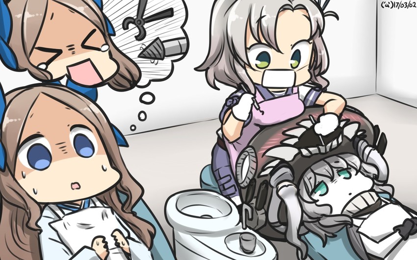 wo-class aircraft carrier, kinugasa, and asakaze (kantai collection) drawn by hamu_koutarou
