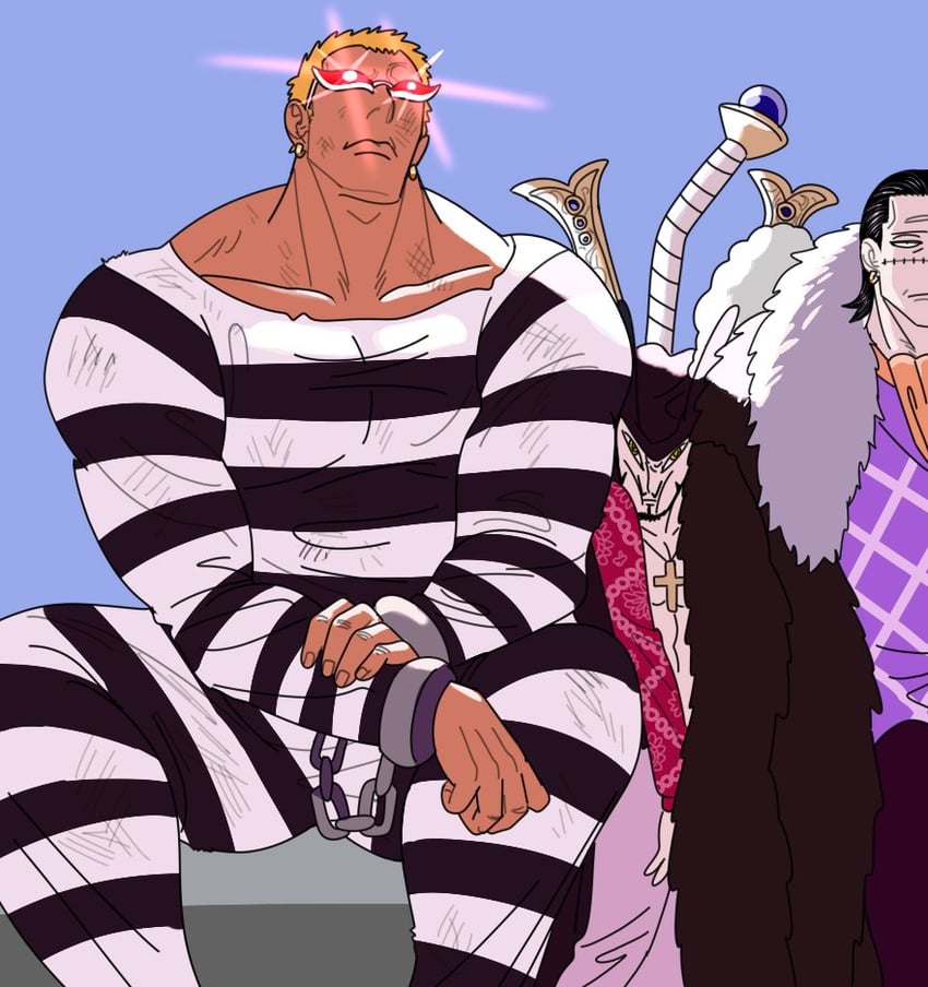 donquixote doflamingo, crocodile, and dracule mihawk (one piece) drawn by mg_cls