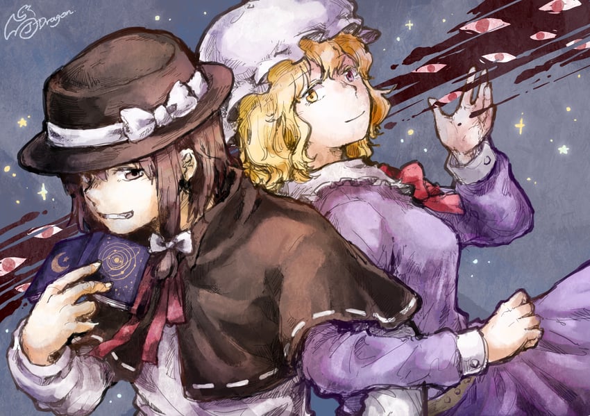 usami renko and maribel hearn (touhou and 1 more) drawn by j-dragon