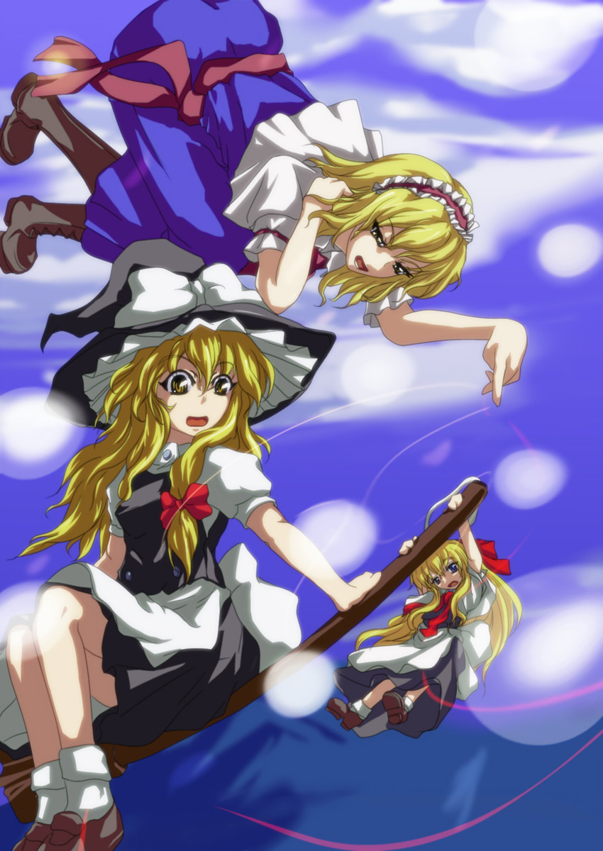 kirisame marisa, alice margatroid, and shanghai doll (touhou) drawn by ninel_(idkaruna)