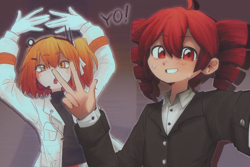 kasane teto and adachi rei (utau and 2 more) drawn by mac_kich