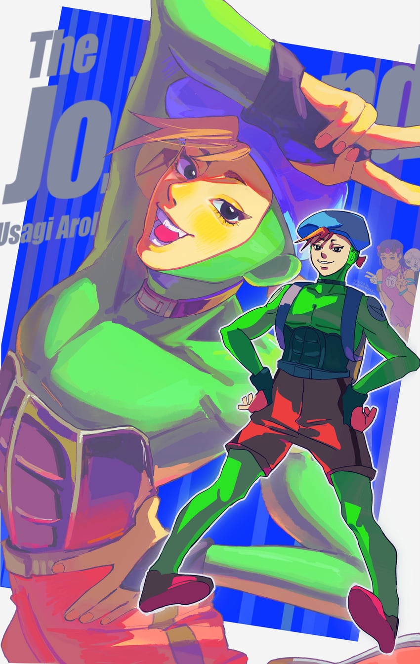 jodio joestar, dragona joestar, and usagi aloha'oe (jojo no kimyou na bouken and 1 more) drawn by uu0000322