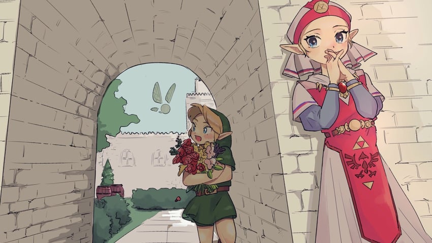 link, princess zelda, young link, navi, and young zelda (the legend of zelda and 1 more) drawn by yamori_(yamoooon21)