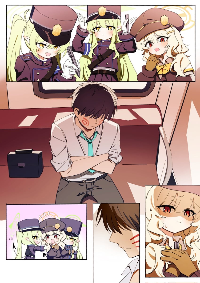 sensei, hikari, nozomi, and aoba (blue archive) drawn by meng_yin