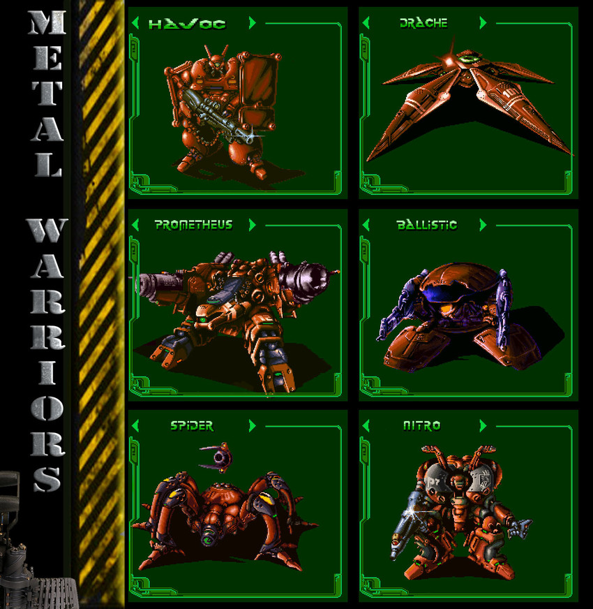 nitro, havoc, drache, spider, prometheus, and 1 more (metal warriors)