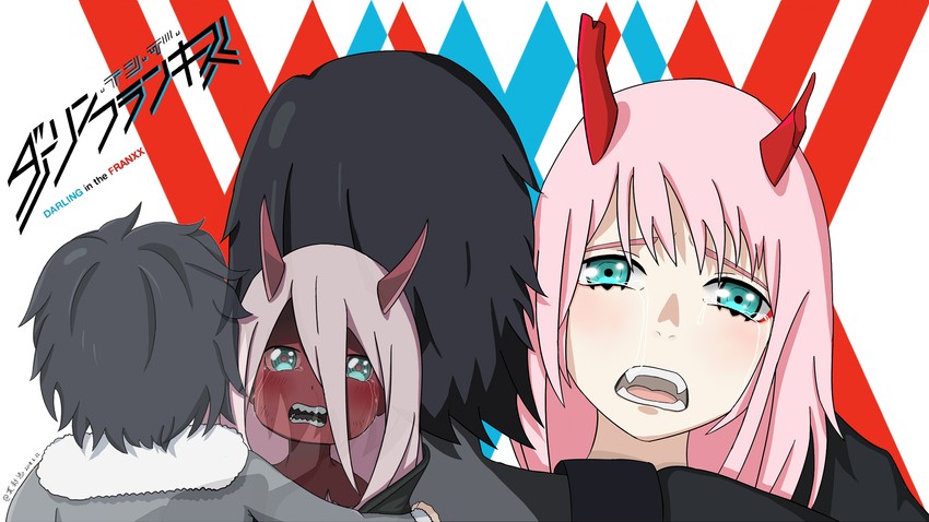 zero two and hiro (darling in the franxx) drawn by xiaoying_yuan