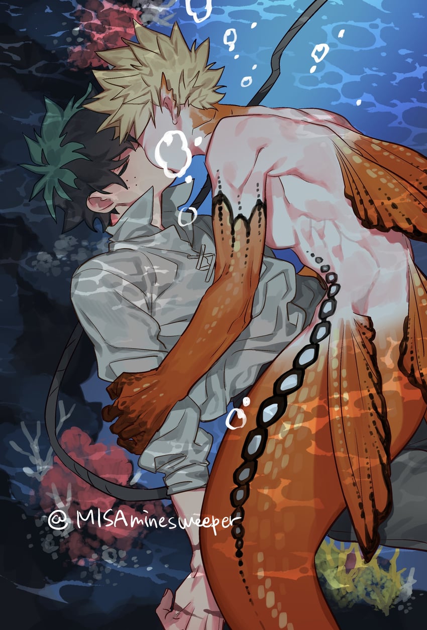 midoriya izuku and bakugou katsuki (boku no hero academia) drawn by misa_(jjin_miryeon)