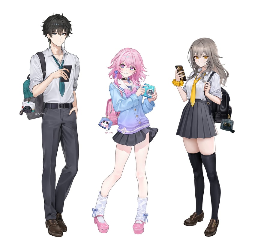 trailblazer, stelle, march 7th, and dan heng (honkai and 1 more) drawn by rity