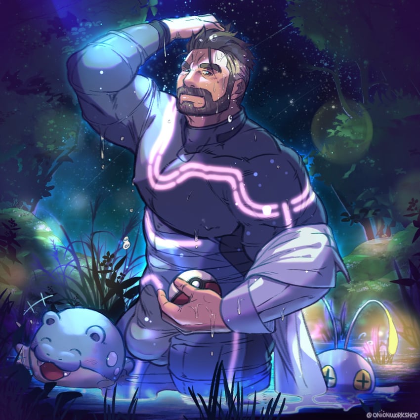 chinchou, spheal, and professor turo (pokemon and 1 more) drawn by onionworkshop
