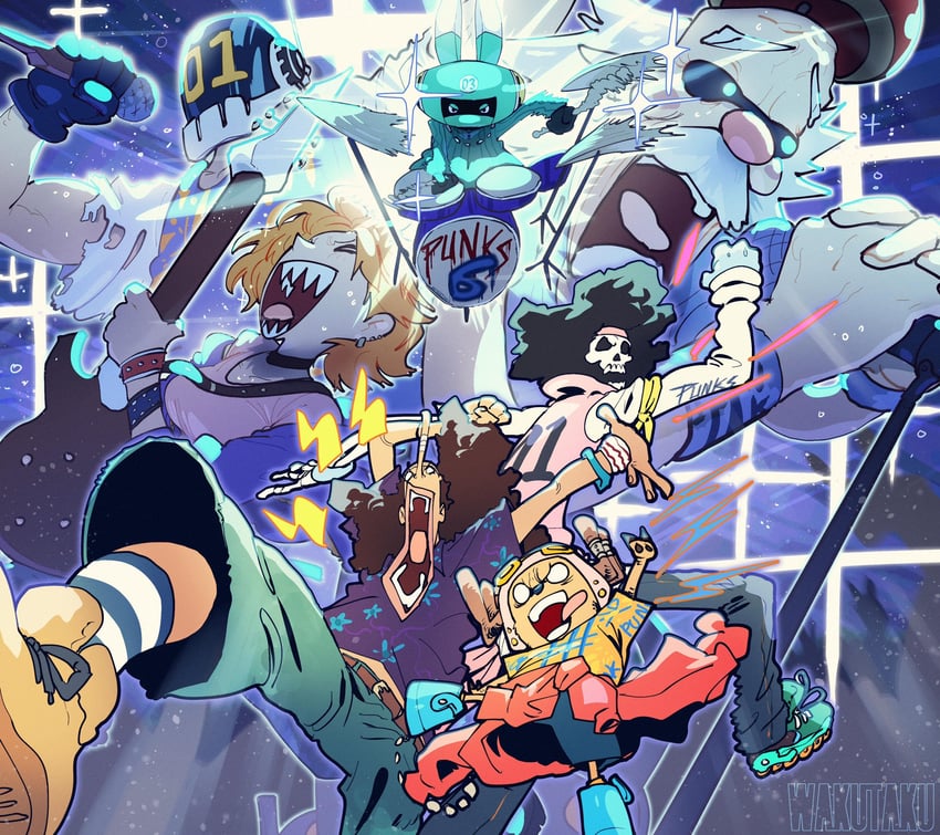 tony tony chopper, usopp, brook, vegapunk lilith, dr. vegapunk, and 2 more (one piece) drawn by taku_(aywakutakuay)
