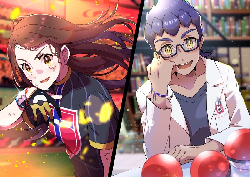 gloria and hop (pokemon and 1 more) drawn by pon_yui