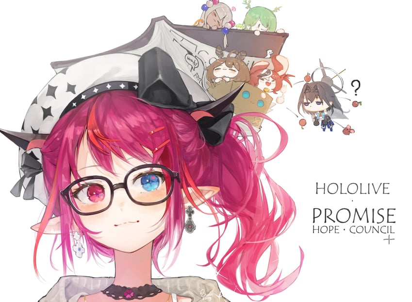 ouro kronii, nanashi mumei, hakos baelz, ceres fauna, takodachi, and 6 more (hololive and 1 more) drawn by chocosong