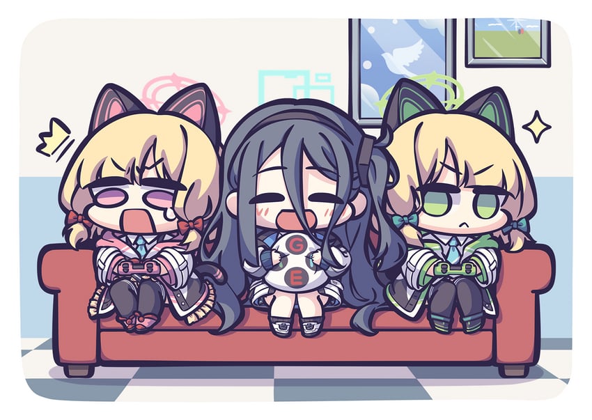 aris, momoi, and midori (blue archive) drawn by spk_kei