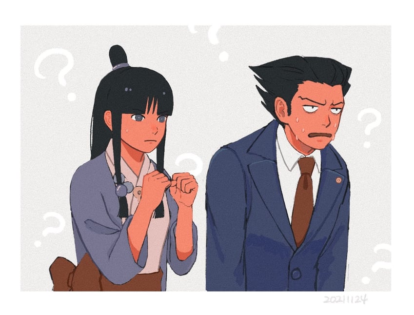 phoenix wright and maya fey (ace attorney) drawn by 23011620x