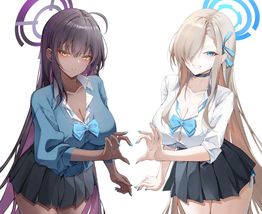 asuna and karin (blue archive) drawn by noa_(noa01010)