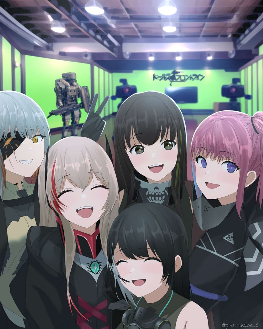 m4a1, m4 sopmod ii, st ar-15, ro635, m16a1, and 1 more (girls' frontline) drawn by dgkamikaze