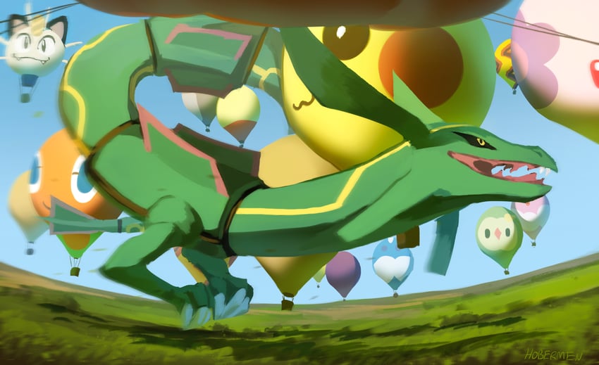 pikachu, rotom, meowth, mudkip, rayquaza, and 3 more (pokemon) drawn by hobermen