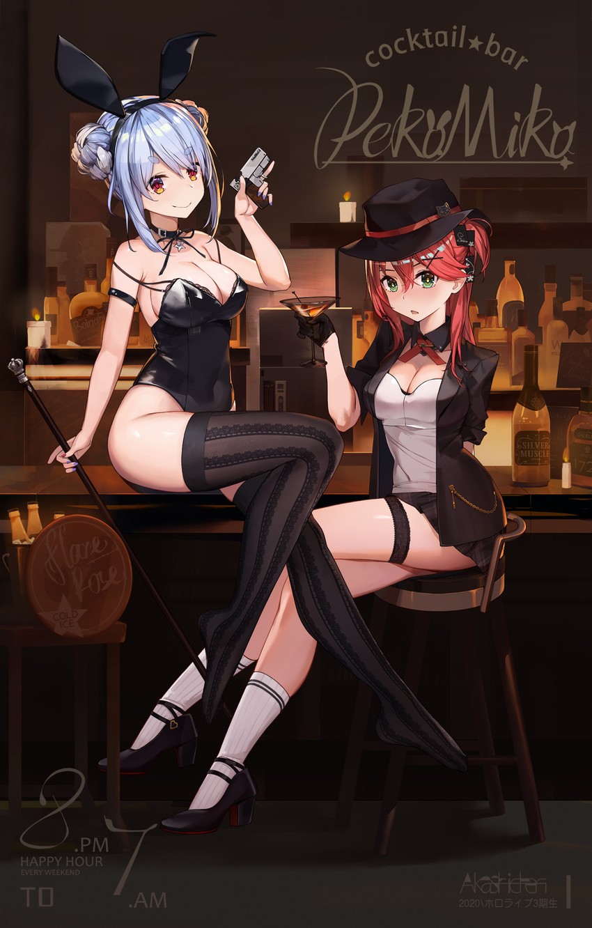 usada pekora and sakura miko (hololive) drawn by akashic