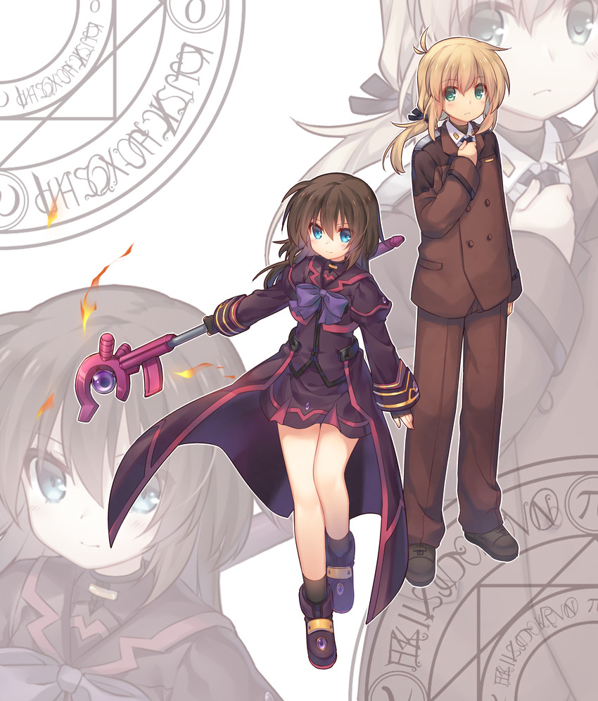 takamachi nanoha, yuuno scrya, stern the destructor, and luciferion (lyrical nanoha and 5 more) drawn by shenbei_xiaoqiu