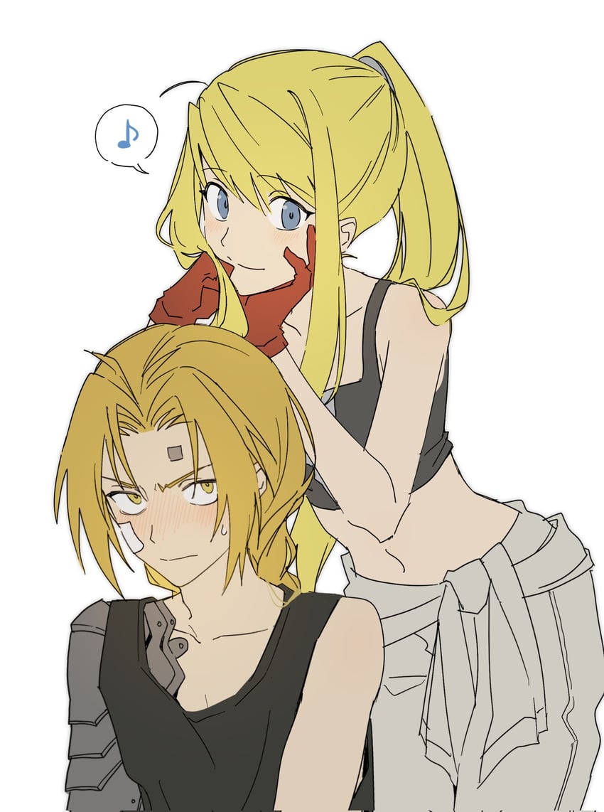 edward elric and winry rockbell (fullmetal alchemist) drawn by cgvske1003