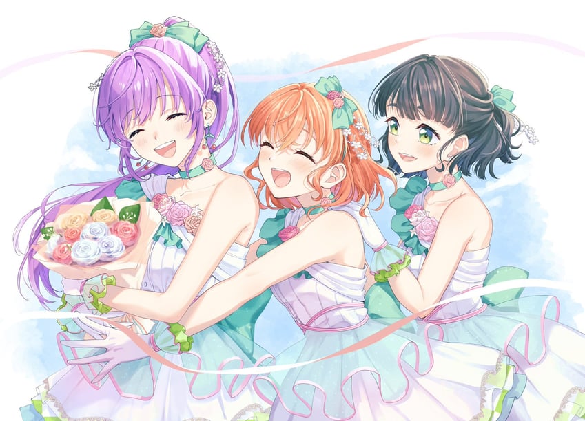 hinoshita kaho, otomune kozue, and momose ginko (love live! and 1 more) drawn by azuma_(no488888) and mikagami_suzuha
