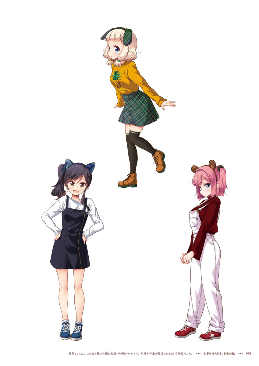 sakura nene, mochizuki momiji, and narumi tsubame (new game!) drawn by tokunou_shoutarou