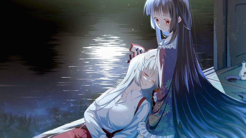 fujiwara no mokou and houraisan kaguya (touhou) drawn by banjie