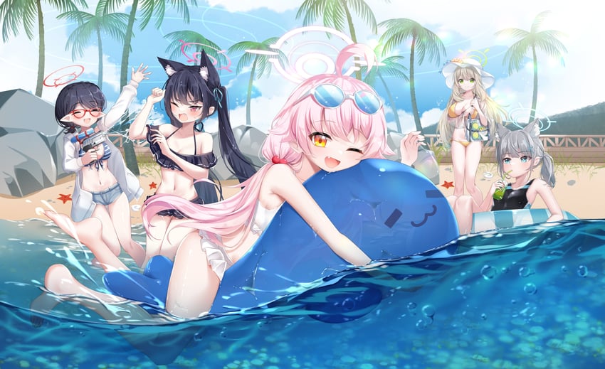 shiroko, hoshino, nonomi, serika, and ayane (blue archive) drawn by umou_(may65879)