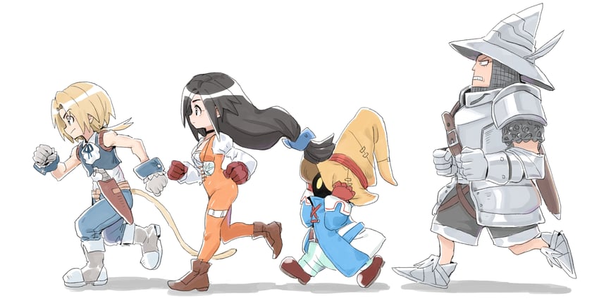 zidane tribal, garnet til alexandros xvii, vivi ornitier, and adelbert steiner (final fantasy and 1 more) drawn by dede_(qwea_00000)