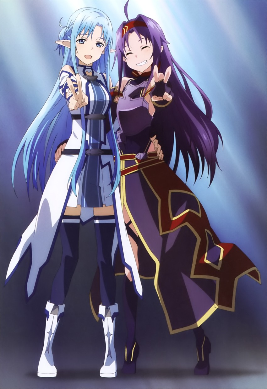 asuna and yuuki (sword art online) drawn by nishiguchi_tomoya