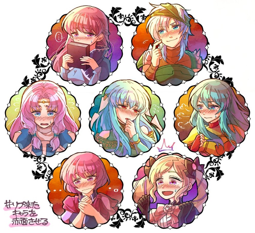eirika, elise, ninian, sophia, florina, and 2 more (fire emblem and 6 more) drawn by hzk_(ice17moon)