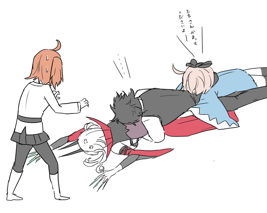 fujimaru ritsuka, okita souji, carmilla, and hijikata toshizou (fate and 1 more) drawn by shiina_(vuurrood)