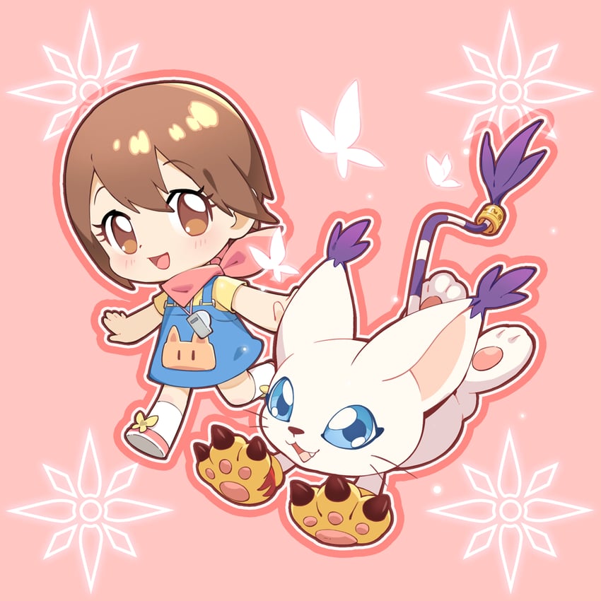 yagami hikari and tailmon (digimon and 2 more) drawn by iyakage