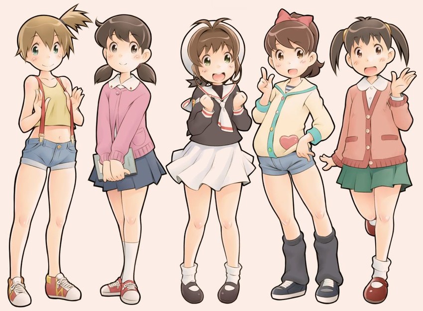 kinomoto sakura, misty, minamoto shizuka, kodama fumika, and noyama azusa (pokemon and 4 more) drawn by sekihan