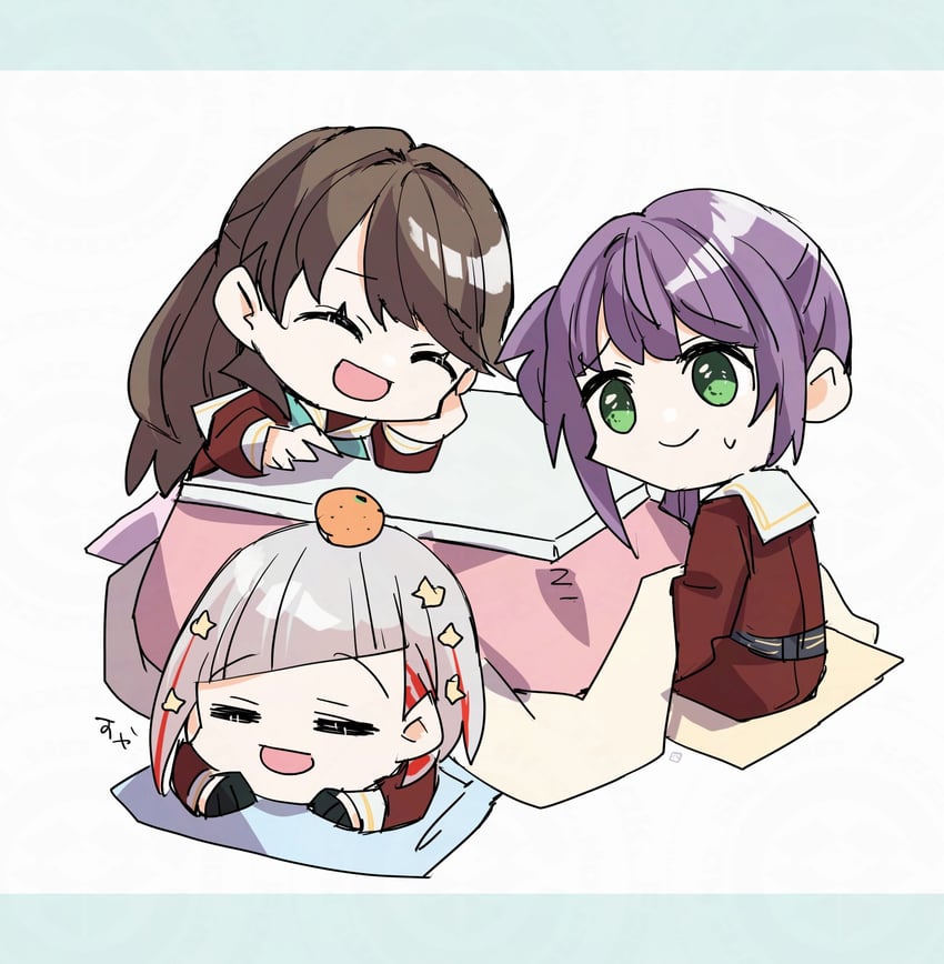 fujishima megumi, otomune kozue, and yugiri tsuzuri (love live! and 1 more) drawn by kanduki_kamibukuro