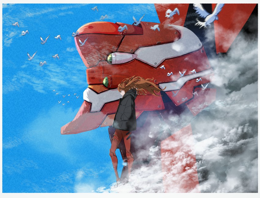 souryuu asuka langley and eva 02 (neon genesis evangelion) drawn by akira_soccer